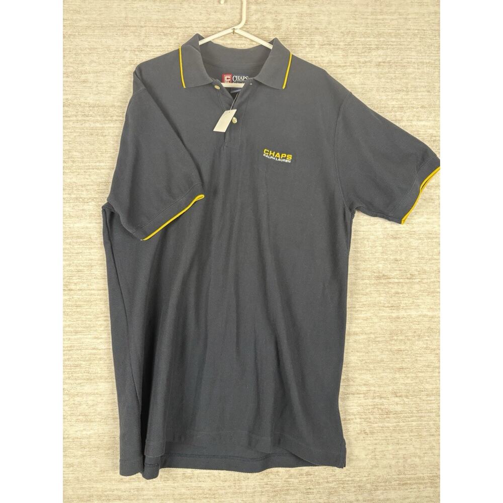 NWT Chaps Ralph Lauren Mens Large Dark Gray Short Sleeve Polo Shirt Embroidered